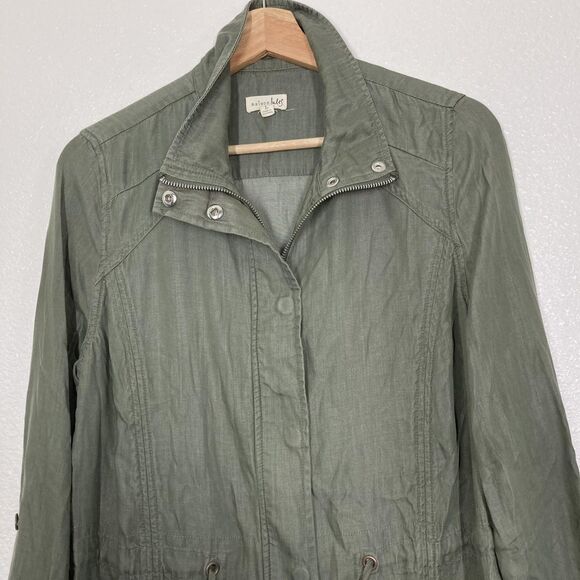 Maison Jules Jacket Womens Large Green Utility Anorak Lyocell Drawstring Pockets - Picture 3 of 16